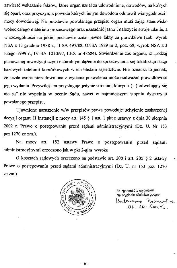 Strona 6, Uzasadnienie do Sygn. akt VII SA/Wa 1252/04, 13.09.05