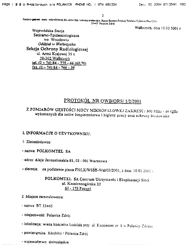 Polanica Zdrj sprawozdanie pomiarowe strona 2