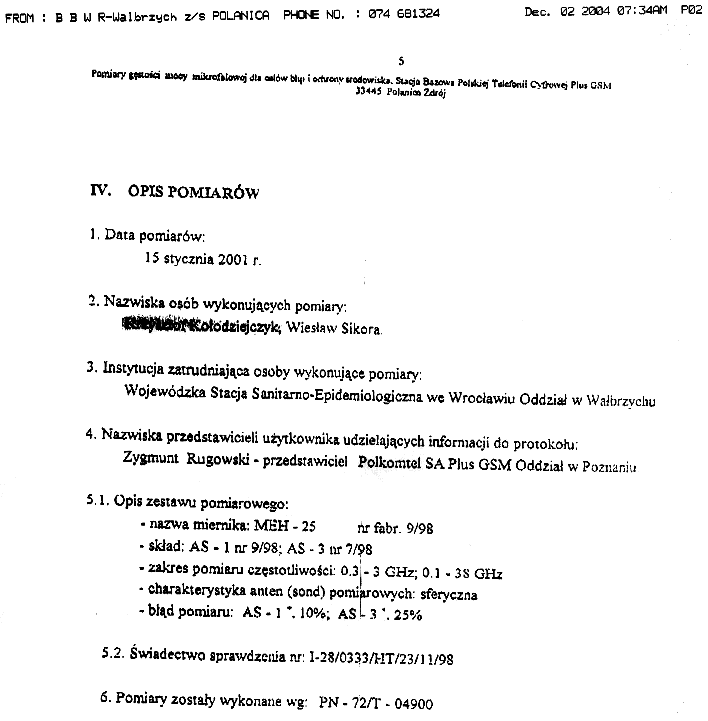 Polanica Zdrj sprawozdanie pomiarowe strona 5