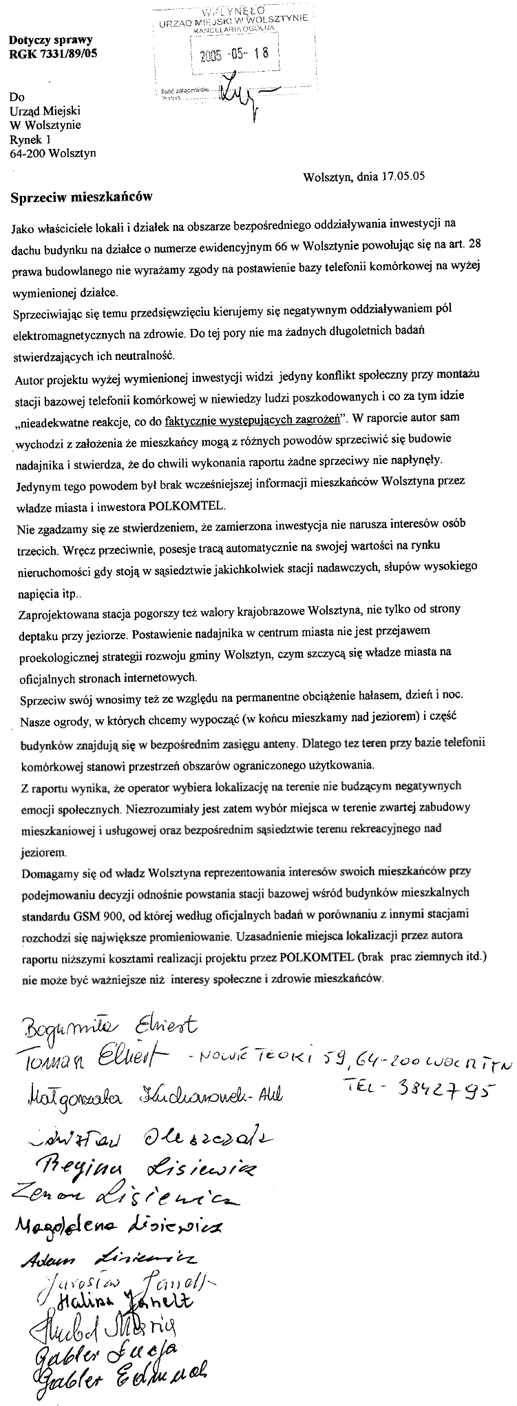 Wolsztyn budowa stacji bazowej Zawiadomienie