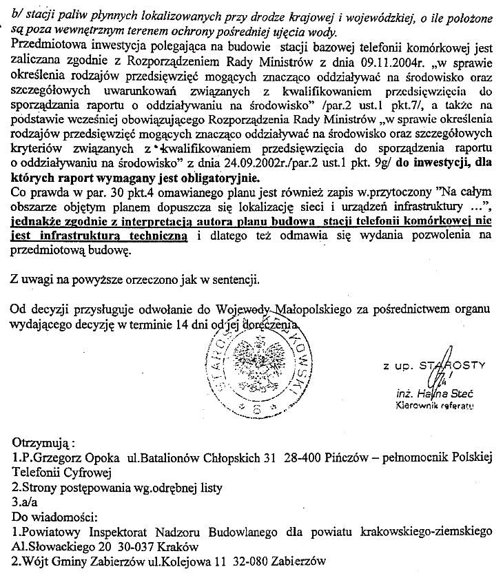 budowa stacji bazowej nie jest infrastruktur� techniczn�
