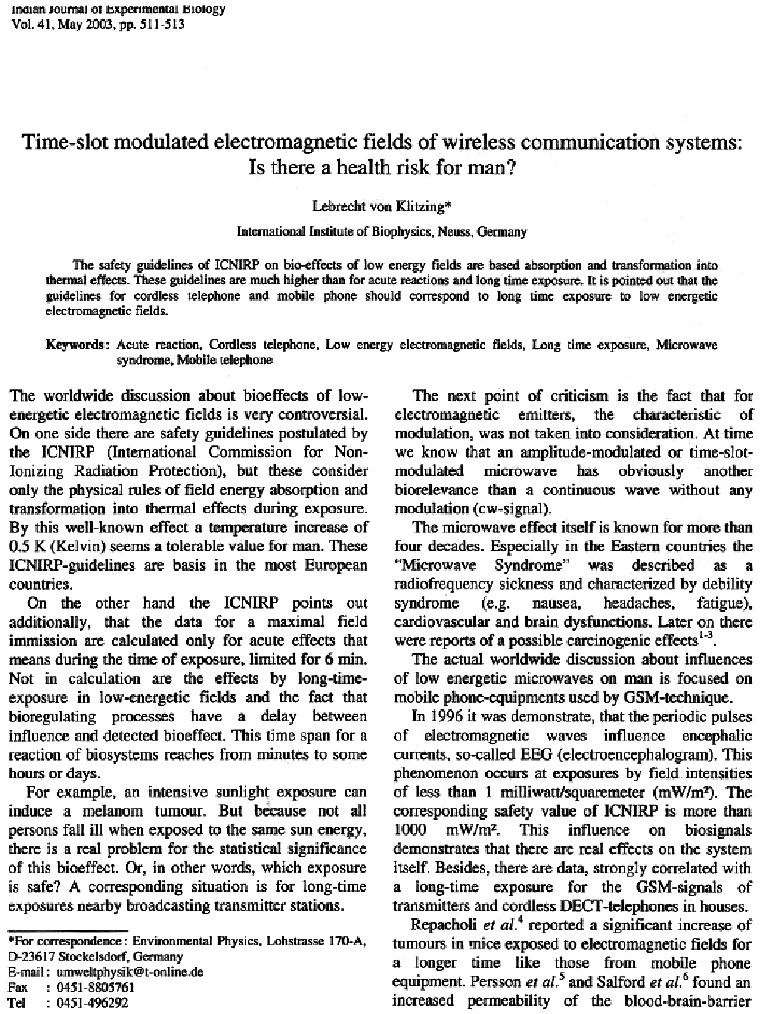 page 1; Is there a health risk for man?