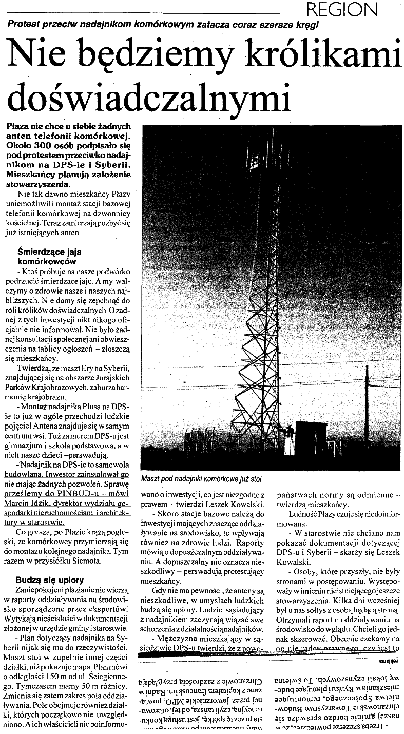 W Płazie nie chcą być królikami